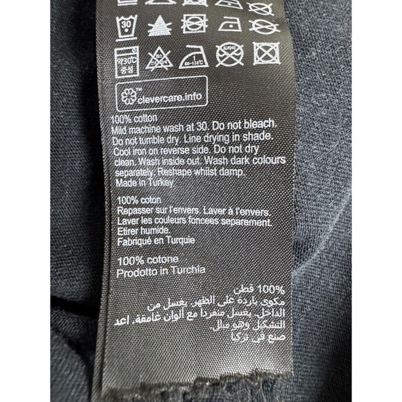 AllSaints Gigi Tee Womens Size 10 Black Washed Cotton Drawstring V Neck Top - Picture 11 of 13